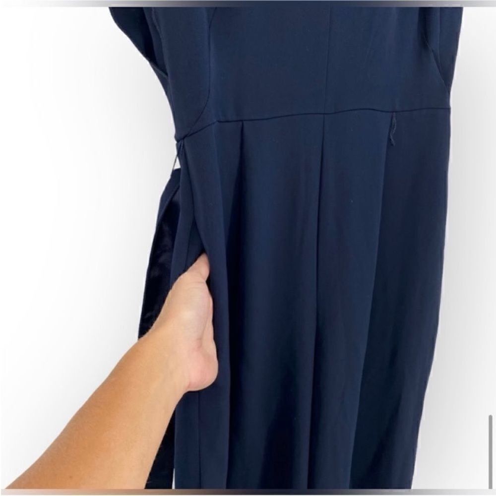 ELIZA J NWT Flutter Sleeve Crepe V Neck Wide Leg
Jumpsuit Navy Size 2 - Picture 10 of 12
